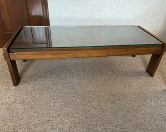 Mid Century Wood and Glass Coffee Table by Lane