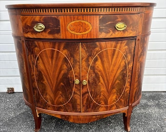 Vintage Mahogany Federal Style Inlaid Demi-Lune Cabinet