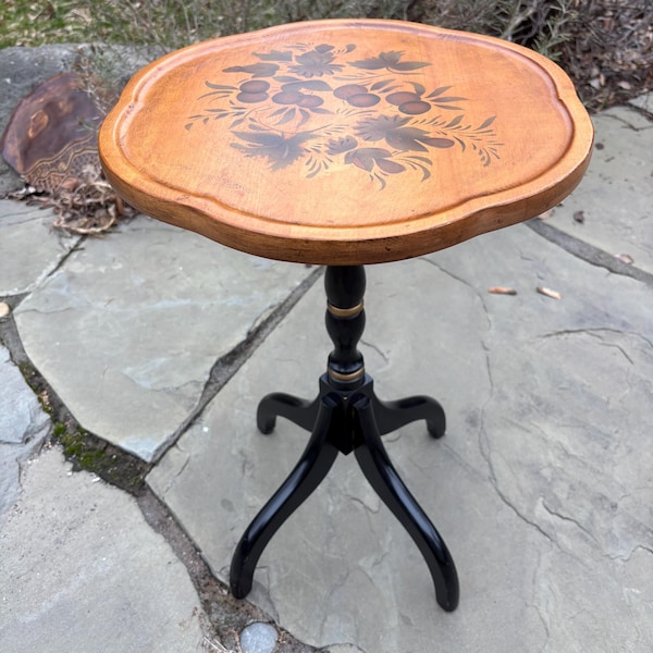 1960s Vintage Hitchcock Stenciled Candlestick Table