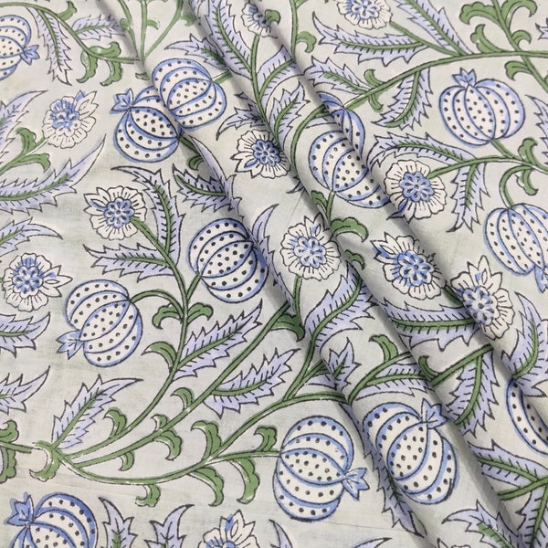 Beautiful Print Fabric Indian Hand Block Print Running Fabric Handmade Voile Fabric Sanganeri Cotton Garment Materials By The Yard