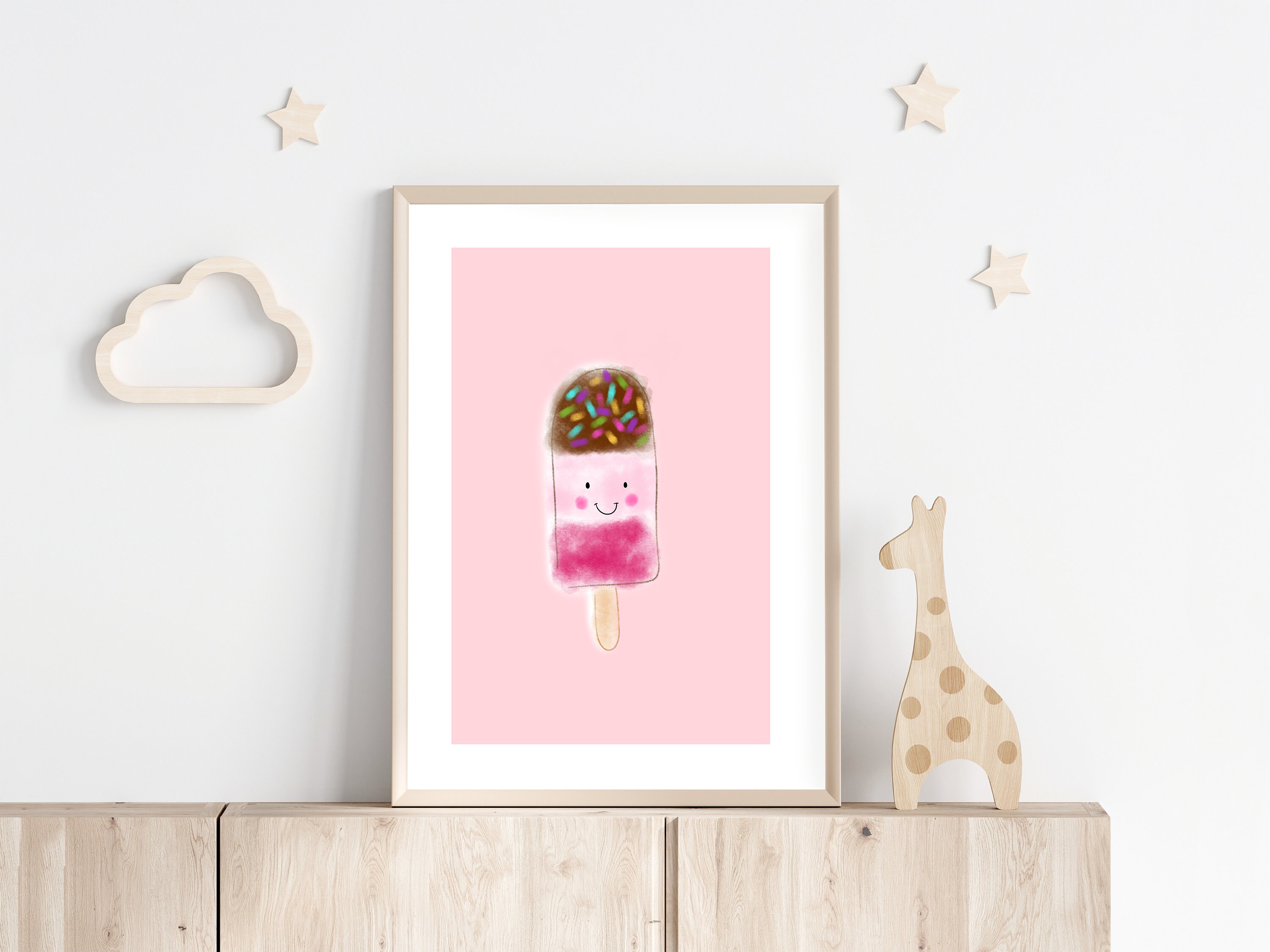 Pink Layered Ice Lolly Art Print for Kids Nursery Decor Etsy