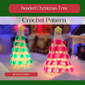 Beaded Christmas Tree Crochet Pattern, No-Sew (Digital Download)