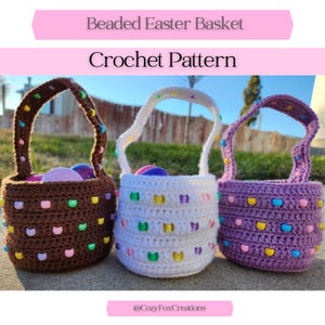 Beaded Easter Basket Crochet Pattern, Spring Basket, Easter Basket Crochet Pattern, Mini Crochet Baskets, Crochet Easter Baskets