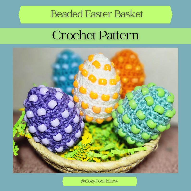 Beaded Easter Egg Crochet Pattern, No-Sew Amigurumi (Digital Download) image 1