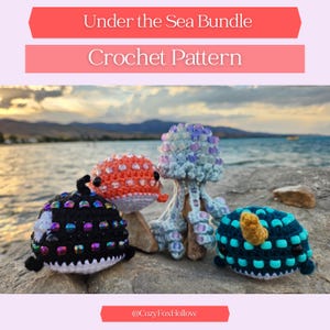 Lot de motifs au crochet perles sous la mer, crochet sans couture, modèles de préparation du marché, modèle de jouet Fidget au crochet, jouets Fidget DIY