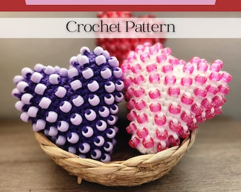 Beaded Heart Amigurumi Crochet Pattern, Sensory Fidget Toy (Digital Item)