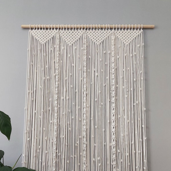 Cortina de macramé de tamaño personalizable, divisor de ambientes, decoración bohemia, cortina hecha a mano