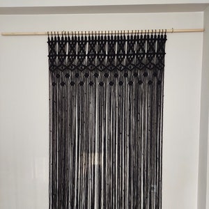 Macrame curtain macrame black curtain customizable macrame living room divider boho wall black curtain