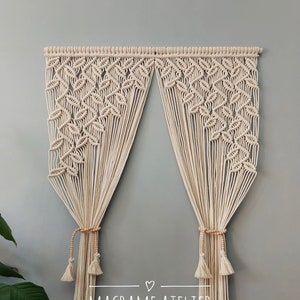Natural Color Macrame Curtain, Living Room Decor, Stylish and Elegant Curtain