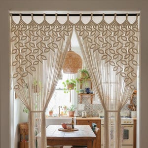Großer Makramee Vorhang, Raumteiler, Wohndekor, Handgefertigter Boho Wandbehang