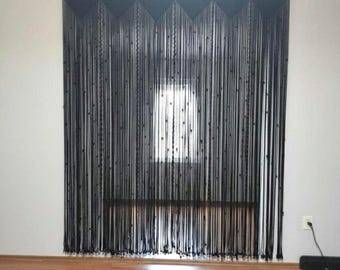Macrame black curtain, room divider, customizable macrame