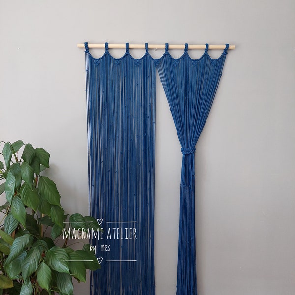 Macrame curtain blue curtain macrame door curtain macrame wall customizable curtain boho wall colorfull macrame