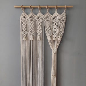 Macrame curtain, beaded macrame curtain, handmade curtain for door or window