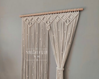 Handmade Macrame Curtain for Door or Window, Customizable, Living Room, Boho Decor,