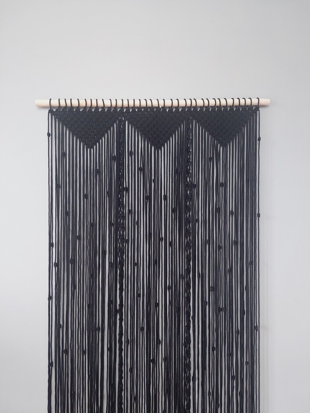 Macrame Black Curtain Room Divider Customizable Macrame Etsy