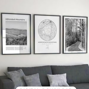 Adirondack Mountains Print Set: Black and White Photo Decor (Digital Download)