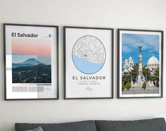 El Salvador Print Set: Landkarte, San Salvador Gallery (digitaler Download)