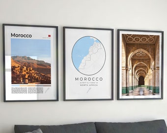 Marokko-printset: kaart, architectuur, reisfotografie (digitale download)