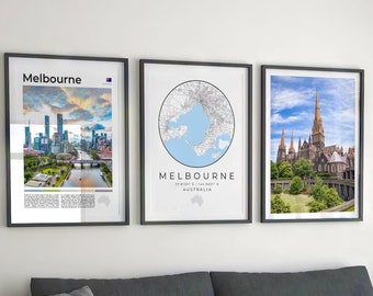 Mellow Map Kunstdruck-Set: Australien Reise-Dekor (Digitaler Download)