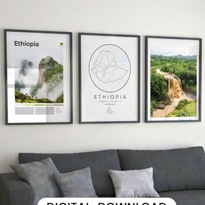 Ethiopia Prints Set of 8, Ethiopia Wall Art, Ethiopia Map Decor, Ethiopian Art Photo, Africa Ethiopia Gifts, Ethiopia Poster