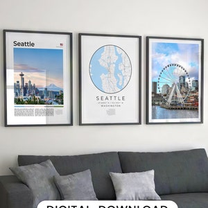 Digital Setzling Setze davon,Seattle Karte,Seattle Karte,Seattle Poster,Seattle Skyline Wandkunst,Seattle Foto,Seattle USA Washington