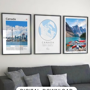 Digital Canada Print Set Of 3, Canada Map Poster, Canada Wall Art, Canada Poster, Canada Decor, Canada Photo, Canada Art Print Photography