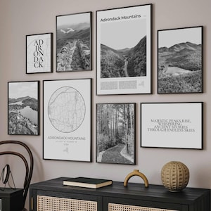 Adirondack Mountains Print Set: Black & White New York Wall Art (Digital Download)