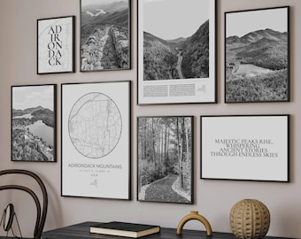 Adirondack Mountains Print Set: Black & White New York Wall Art (Digital Download)