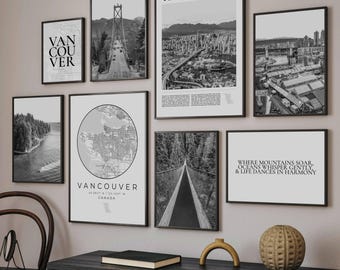 Vancouver Black and White Photo Print Set: Canada Wall Art (Digital Download)