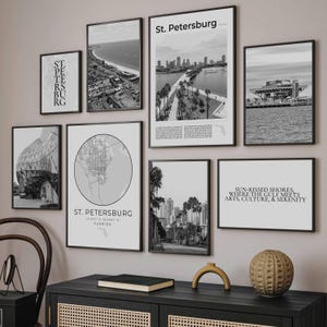 St Petersburg Florida Print Set: Black & White Map Art (Digital Download)
