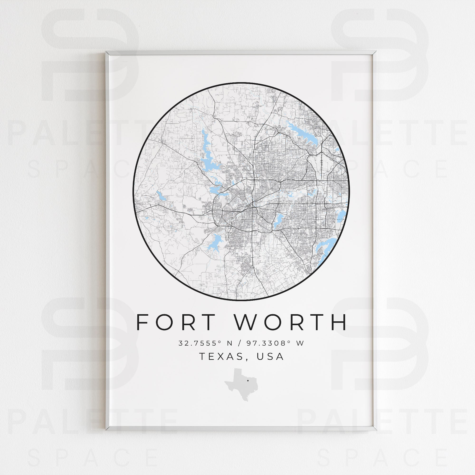 Fort Worth Print Set of 3, Fort Worth Map, Fort Worth Wall Art, Fort