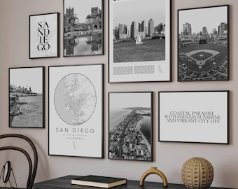 San Diego Black & White Photo Print Set: La Jolla, Balboa Park (Digital Download)