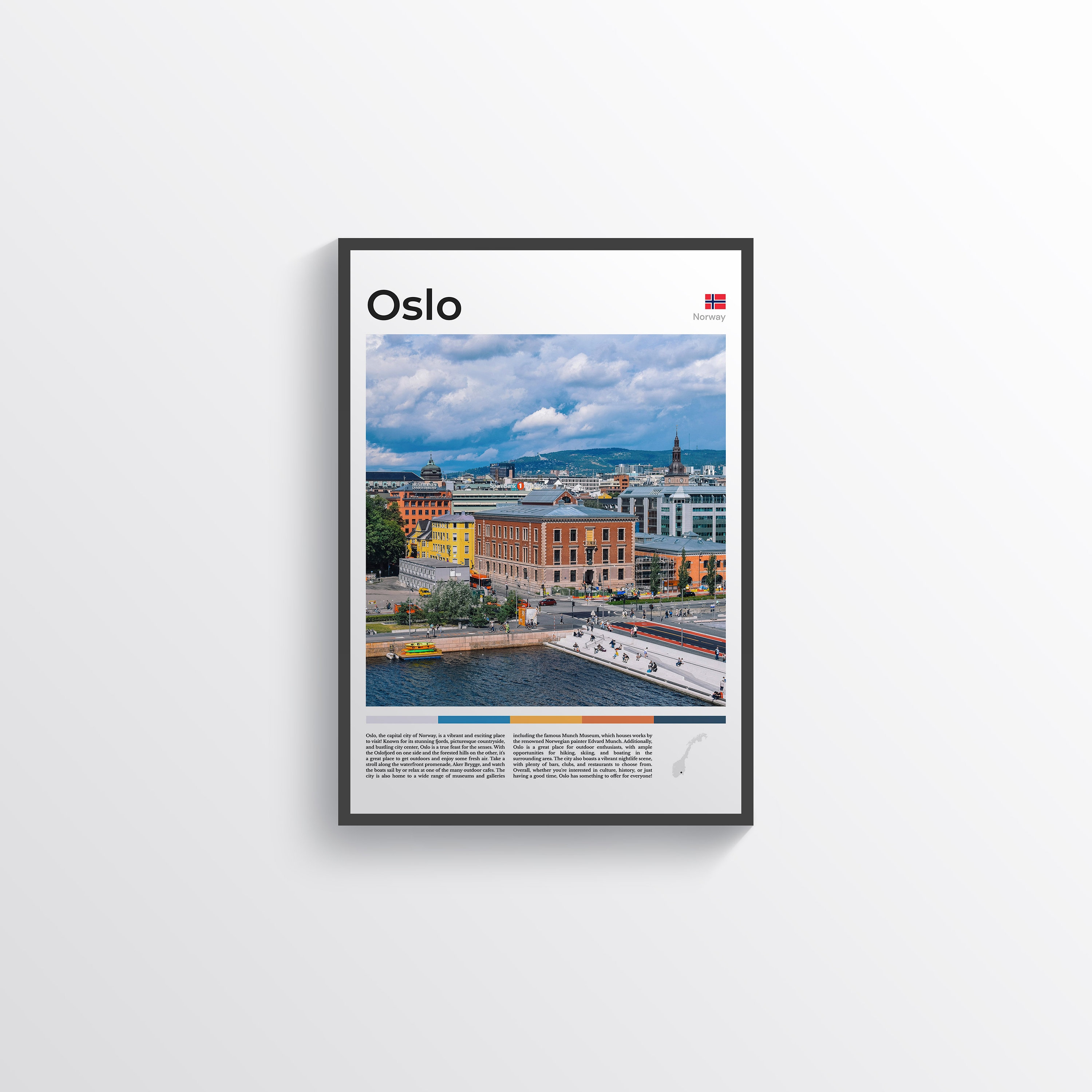 Digital Oslo Poster Set of 5 Wall Art, Oslo Print, Oslo Map Art, Oslo