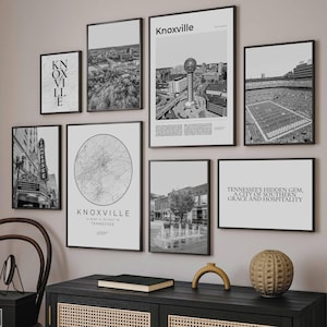 Knoxville Tennessee Wall Art Print Set: Black & White City Decor (Digital Download)