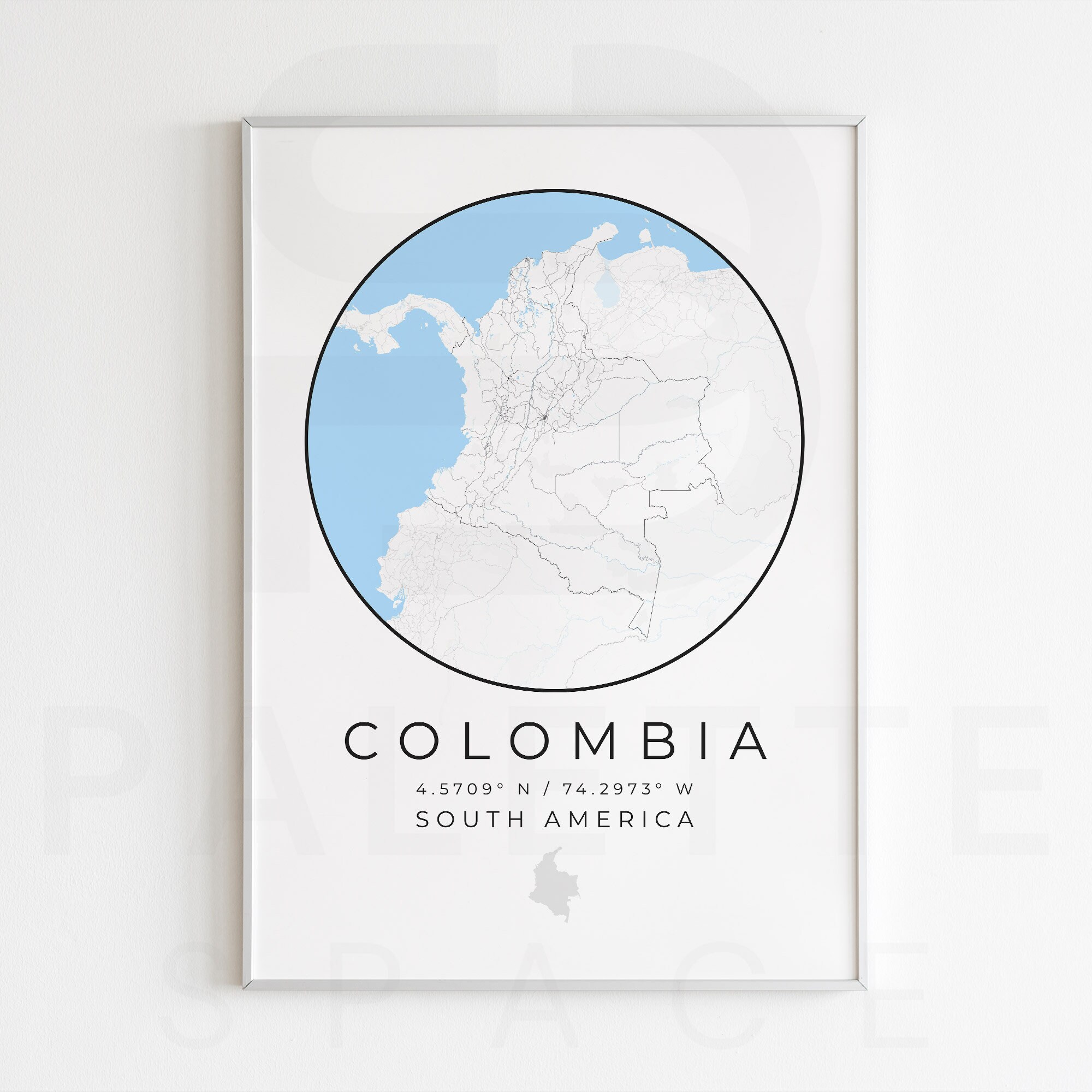 Digital Colombia Print Set of 5 Wall Art, Digital Colombia Map Art ...