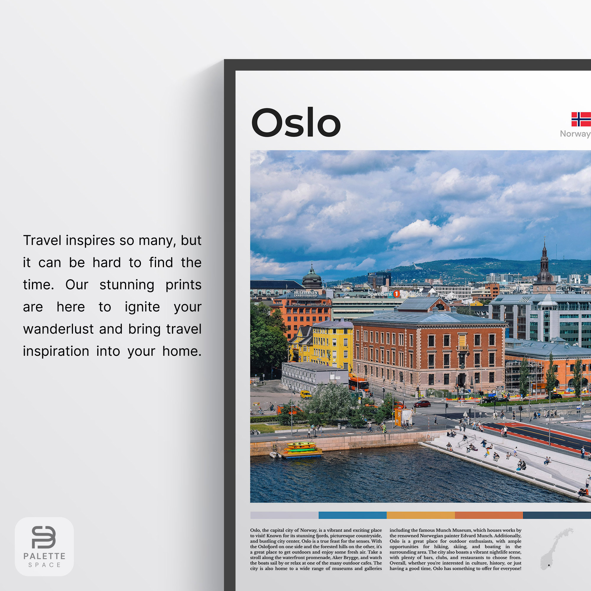 Digital Oslo Poster Set of 5 Wall Art, Oslo Print, Oslo Map Art, Oslo