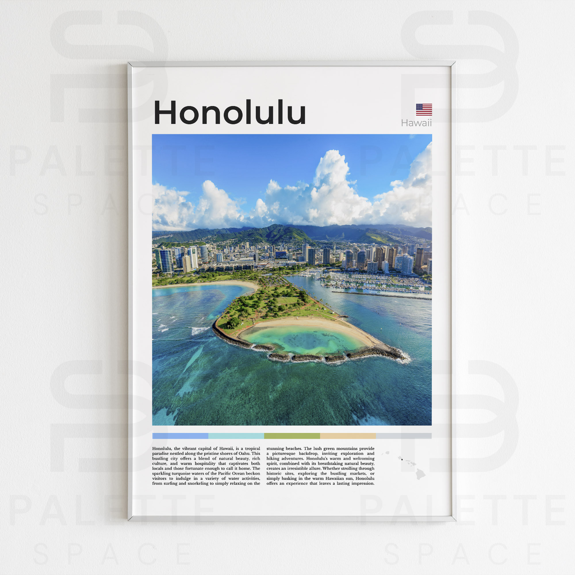 Digital Honolulu Print Set Of 3 Honolulu Map Honolulu Wall Etsy.de