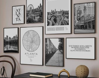 Atlanta Print Set, Black and White Photography, GA Wall Art (Digital Download)