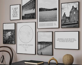 Lake of the Ozarks Print Set: Black and White Photo Art (Digital Download)