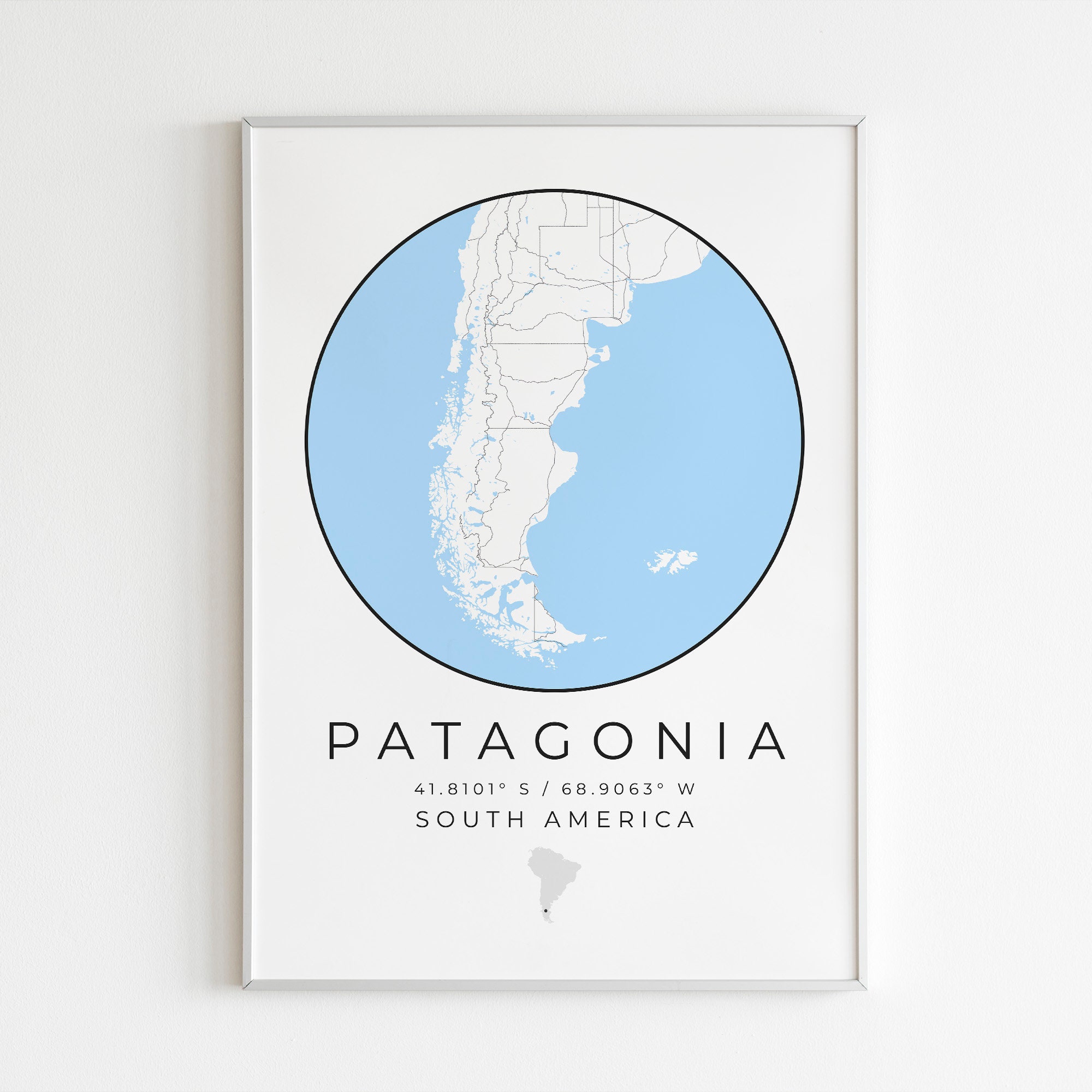 Digital Patagonia Print Set of 5, Patagonia Map, Patagonia Poster ...