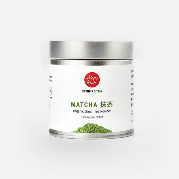 Senbird Organic Ceremonial Matcha - Japanese Powdered Green Tea - From Kyoto, Japan - Ceremonial Tea In Airtight Tea Tin (1oz/30g)