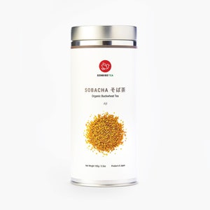 Senbird Organic Sobacha - Japanese Soba Buckwheat Tea - From Hokkaido, Japan - Loose Leaf Tea in Airtight Tea Tin (4.2oz/120g)