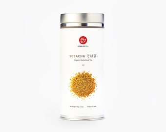 Senbird Sobacha bio - Thé japonais au sarrasin soba - Originaire d'Hokkaido, Japon - Thé en vrac dans une boîte à thé hermétique (120 g/120 g)