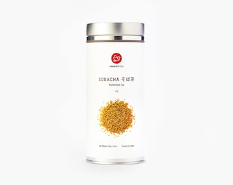 Senbird Sobacha - Premium Japanese Soba Buckwheat Tea - From Hokkaido, Japan - Loose Leaf Tea in Airtight Tea Tin (4.2oz/120g)