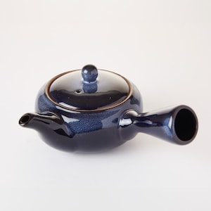 Senbird Handcrafted Kyusu Yozora Teapot -  Traditional Japanese Ceramic Tea Pot With Stargazing Blue Glossy Glaze - (8oz/1cup)