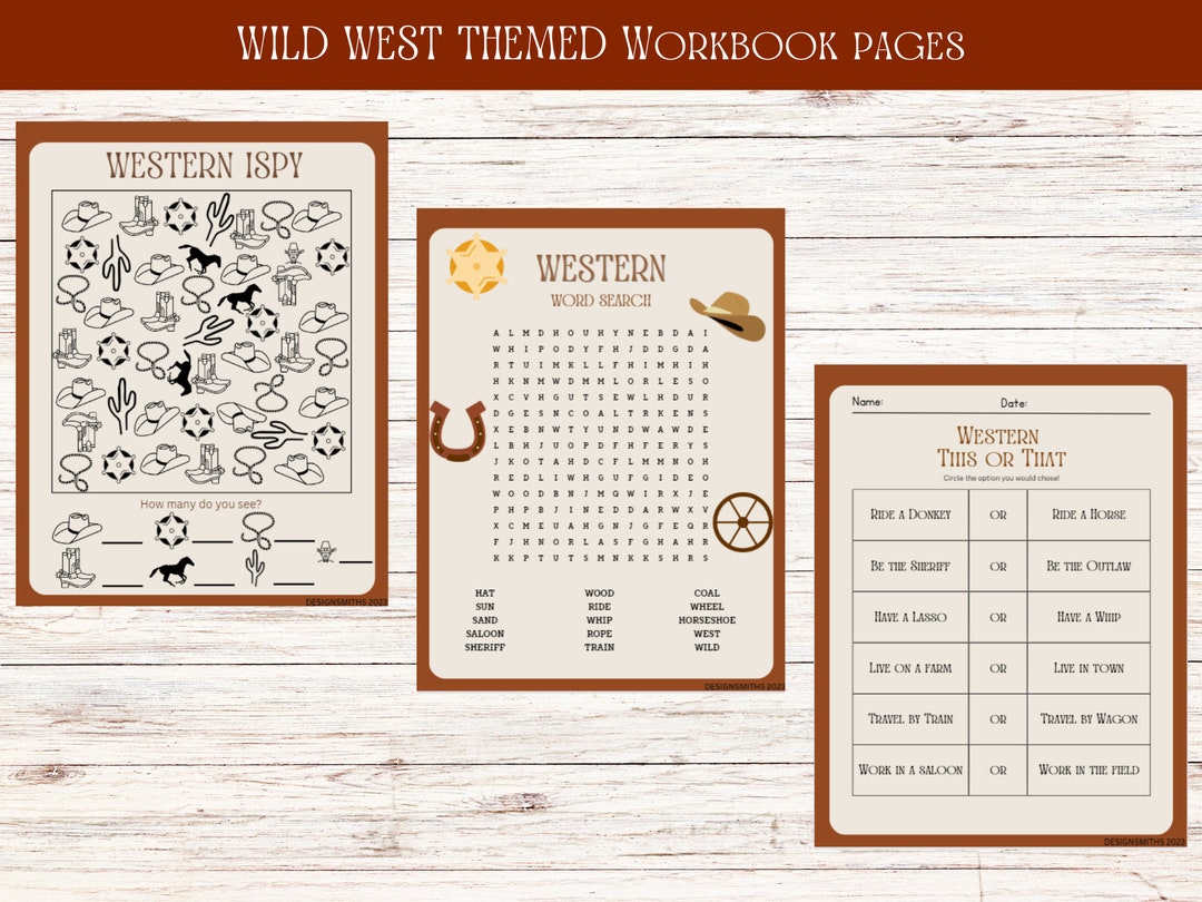 Digital Cowboy Worksheets for Kids | Download and Printable | Wild West ...