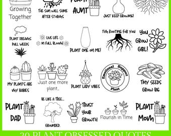 Paquete SVG con frases sobre plantas: Diseños divertidos para amantes de las plantas (descarga digital)