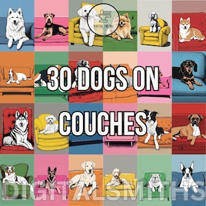 Dogs on Couches | Downloadable Wall Prints | Dog Wall Art