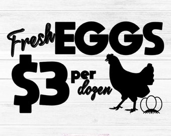 Fresh Eggs SVG, JPG, PNG Digital Download