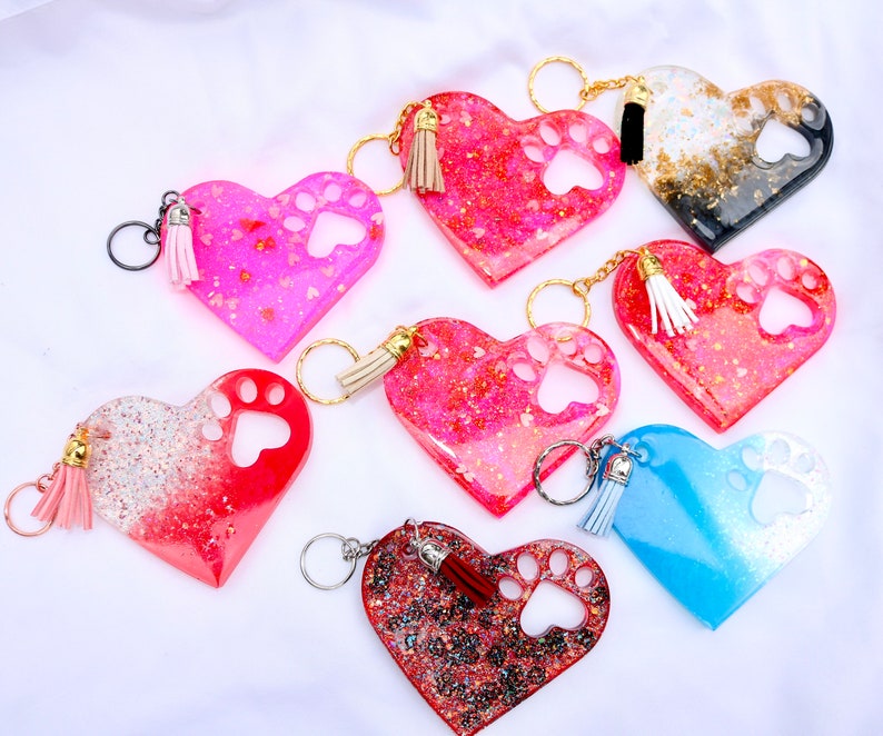 Paw Print Resin Keychains Dog Keychains Resin Keychains Resin Tags